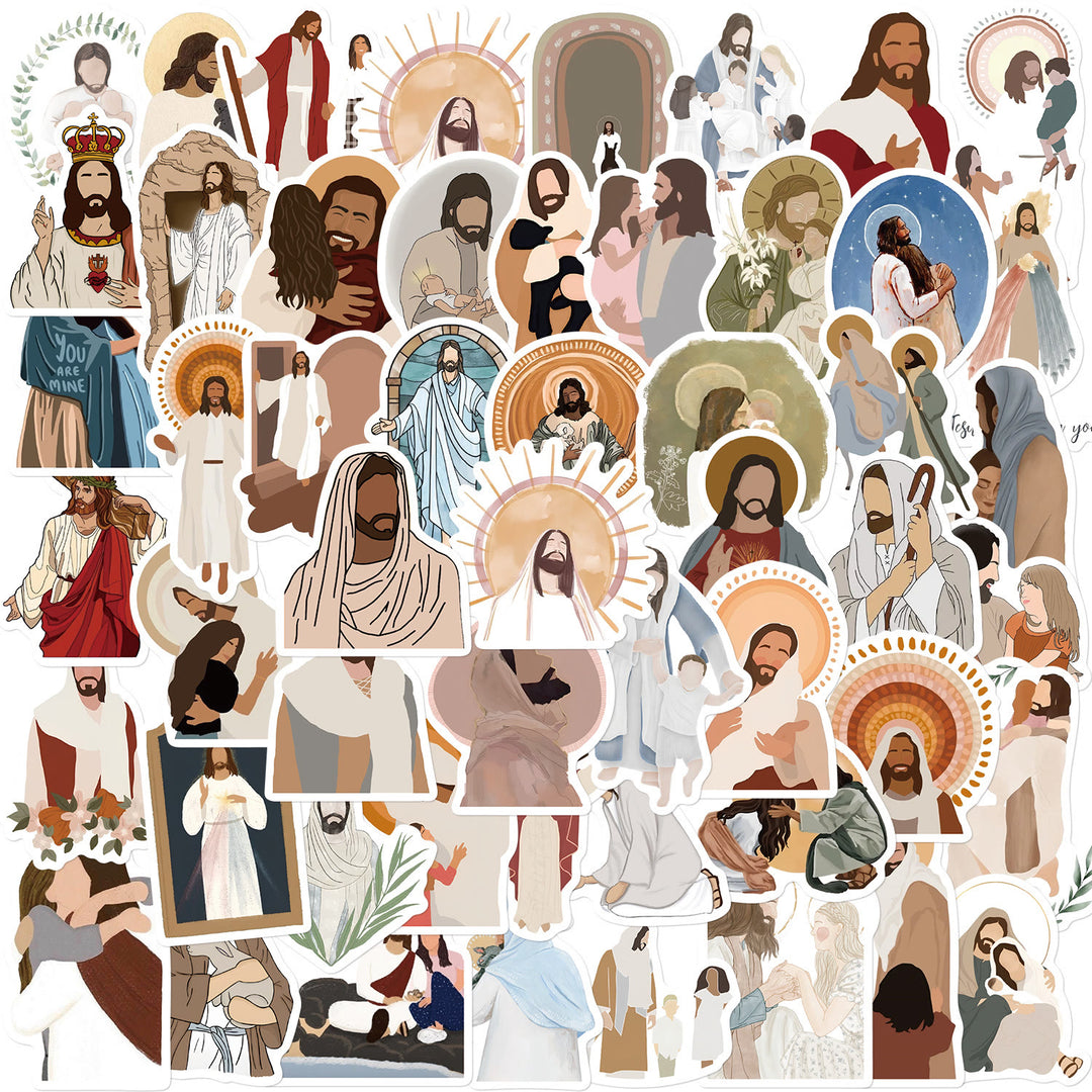 Adesivi di Gesù con la storia di Cristo, adesivi impermeabili fai da te - 52 fogli/set - image 0