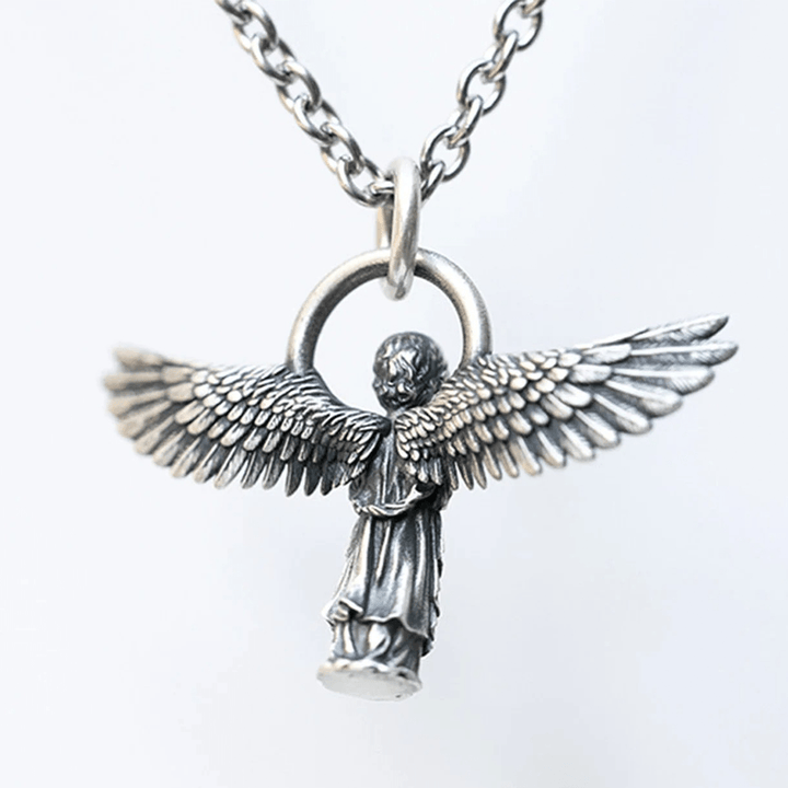 Collana di protezione con angelo in preghiera ad ali spiegate Christianartworkshop - image 3