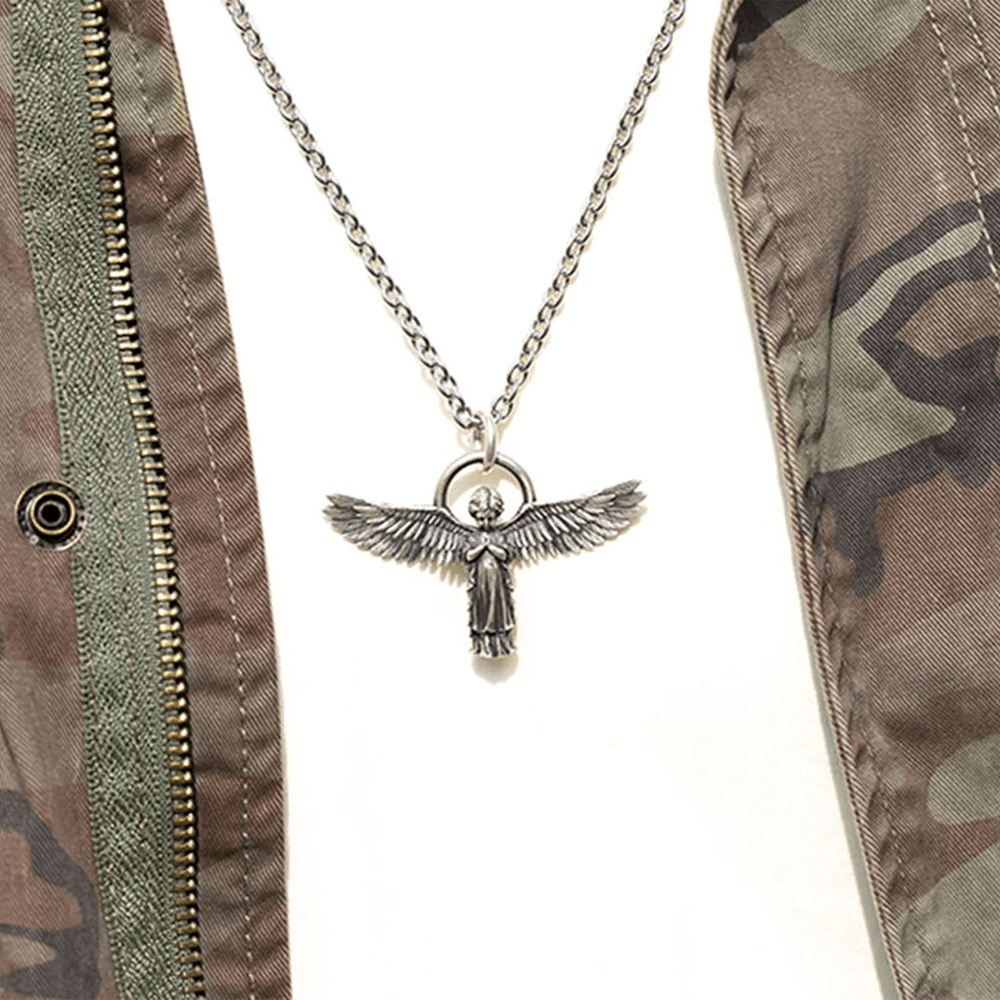 Collana di protezione con angelo in preghiera ad ali spiegate Christianartworkshop - image 5