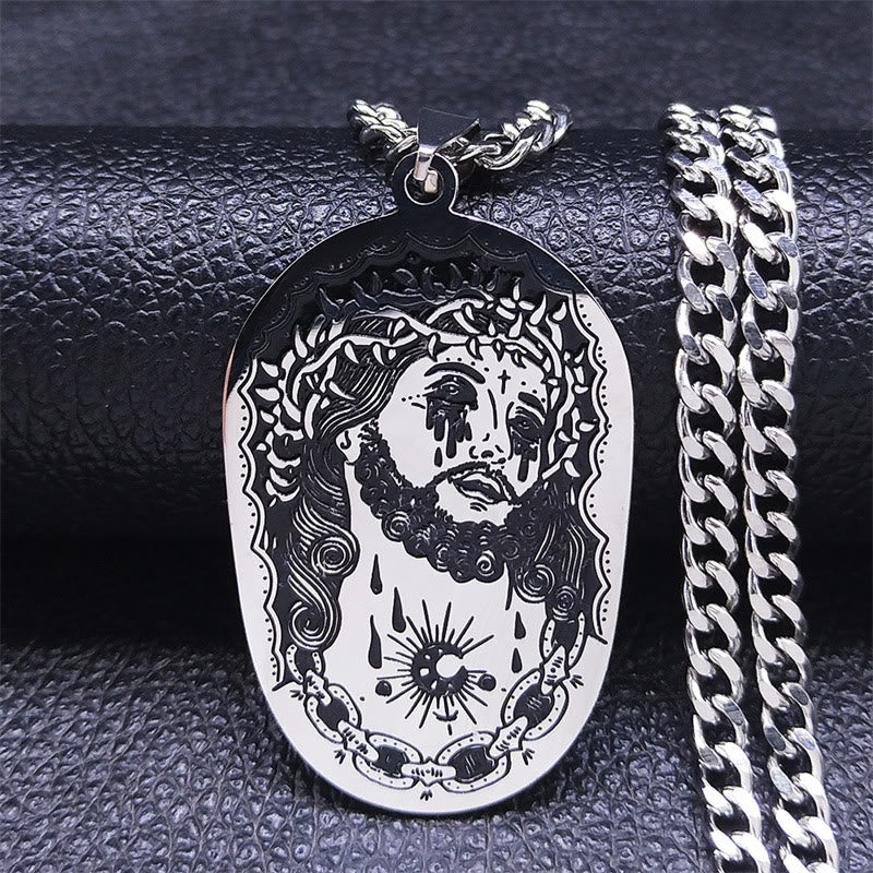 Christianartworkshop Collana con statua di Gesù e corona di spine multielemento - Argento - image 0