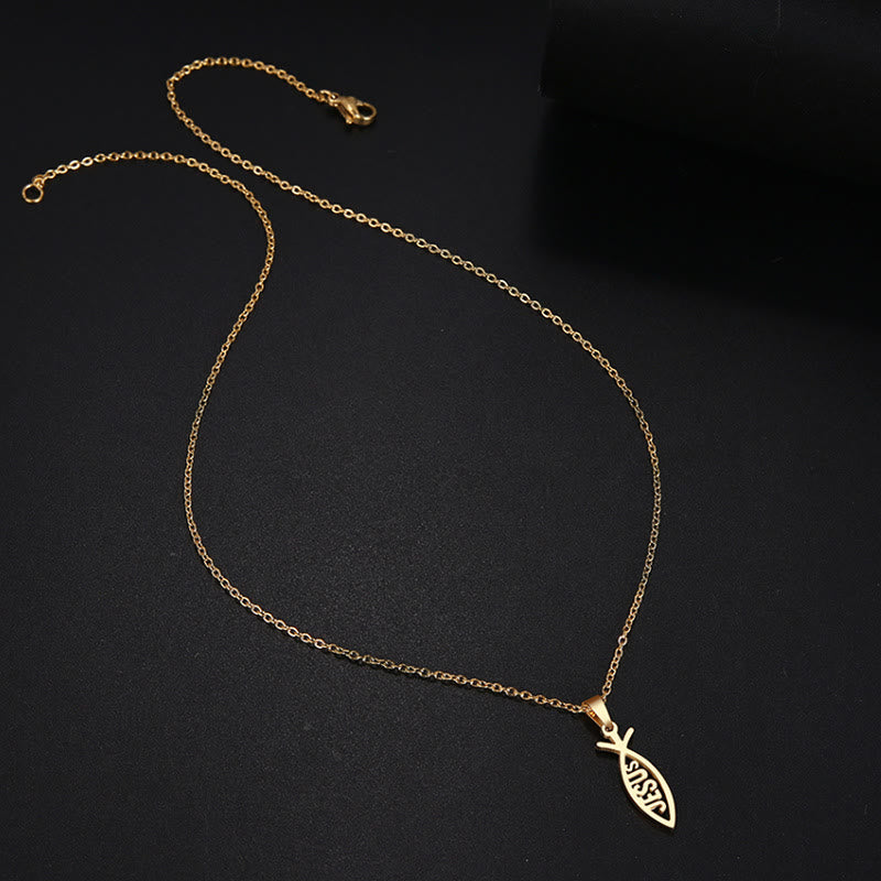 Christianartworkshop Collana a forma di pesce con catena di Gesù - image 4