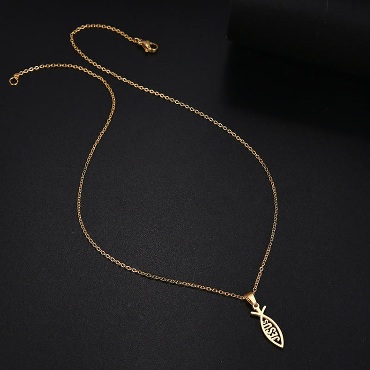 Christianartworkshop Collana a forma di pesce con catena di Gesù - image 4