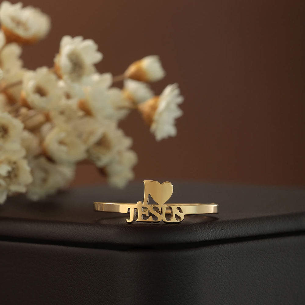 Christianartworkshop "Amo Gesù" Anello minimalista della fede cristiana - image 1