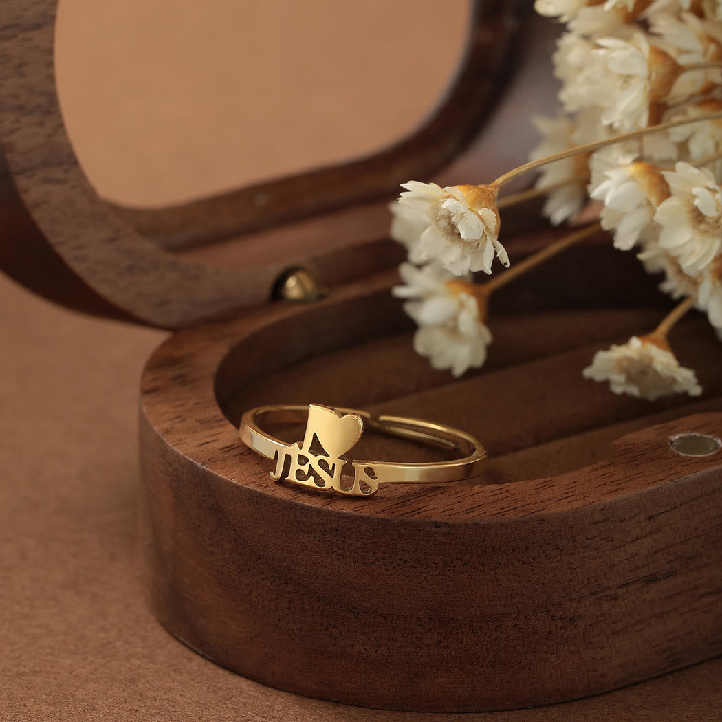 Christianartworkshop "Amo Gesù" Anello minimalista della fede cristiana - D'oro - image 0