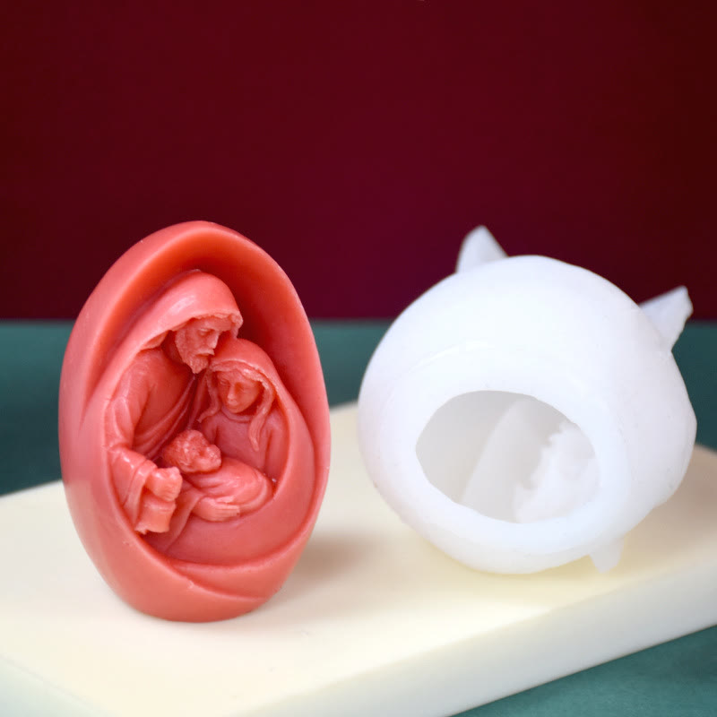 Stampo in silicone per statuette 3D fatte a mano, stampo per candele fai da te a forma di Sacra Famiglia - image 4