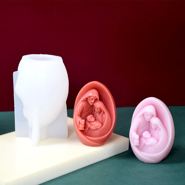 Stampo in silicone per statuette 3D fatte a mano, stampo per candele fai da te a forma di Sacra Famiglia - Stampo Sacra Famiglia - image 0