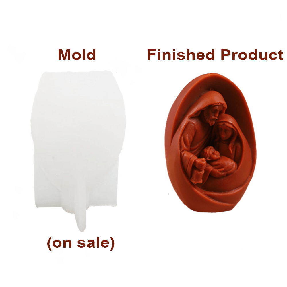 Stampo in silicone per statuette 3D fatte a mano, stampo per candele fai da te a forma di Sacra Famiglia - image 7