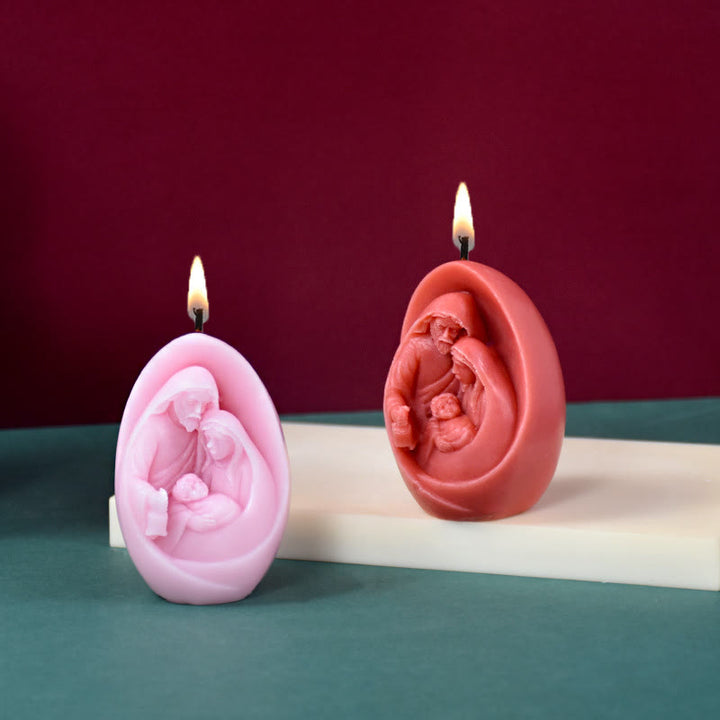 Stampo in silicone per statuette 3D fatte a mano, stampo per candele fai da te a forma di Sacra Famiglia - image 1