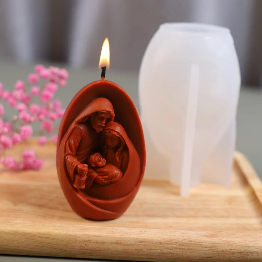 Stampo in silicone per statuette 3D fatte a mano, stampo per candele fai da te a forma di Sacra Famiglia - image 2