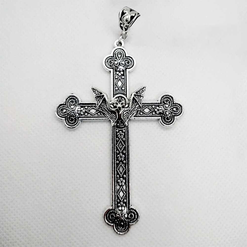 Christianartworkshop Collana con croce e pipistrello in stile retrò religioso cristiano - image 4