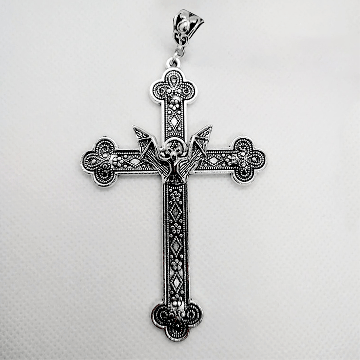 Christianartworkshop Collana con croce e pipistrello in stile retrò religioso cristiano - image 4