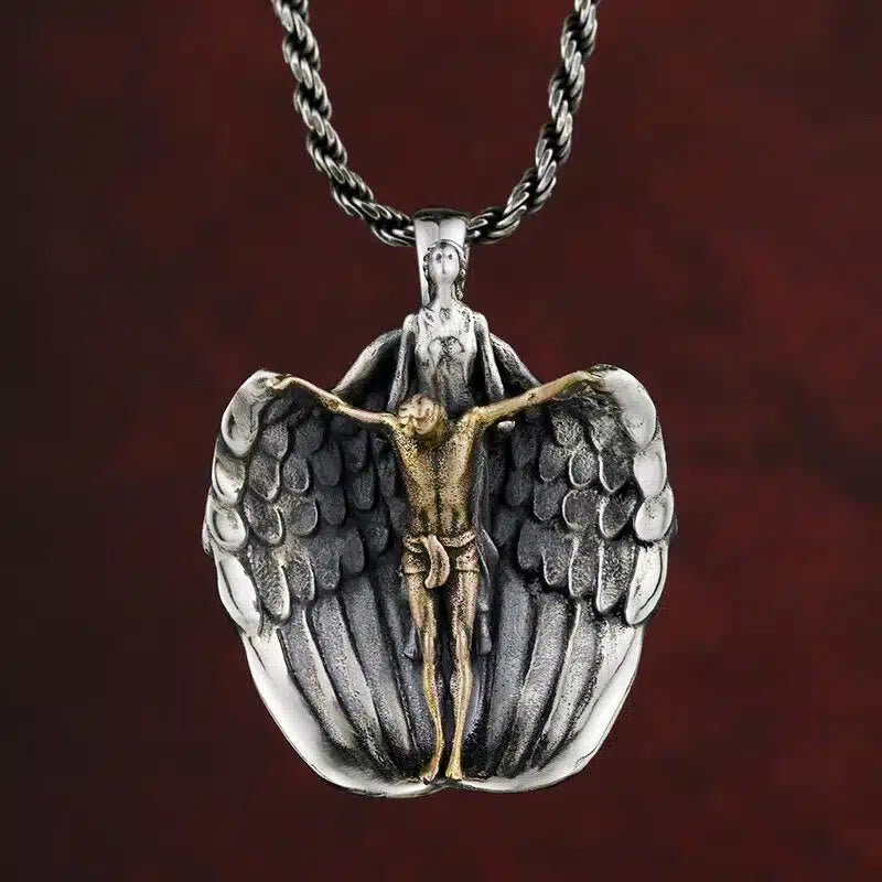 Christianartworkshop Collana religiosa con preghiera dell'angelo redentore del Santo Gesù - Angelo Redentore - image 0