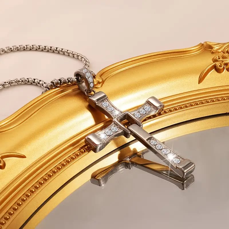 Christianartworkshop Gioielli Croce Cristallo Ciondolo Collana Catena  - image 1