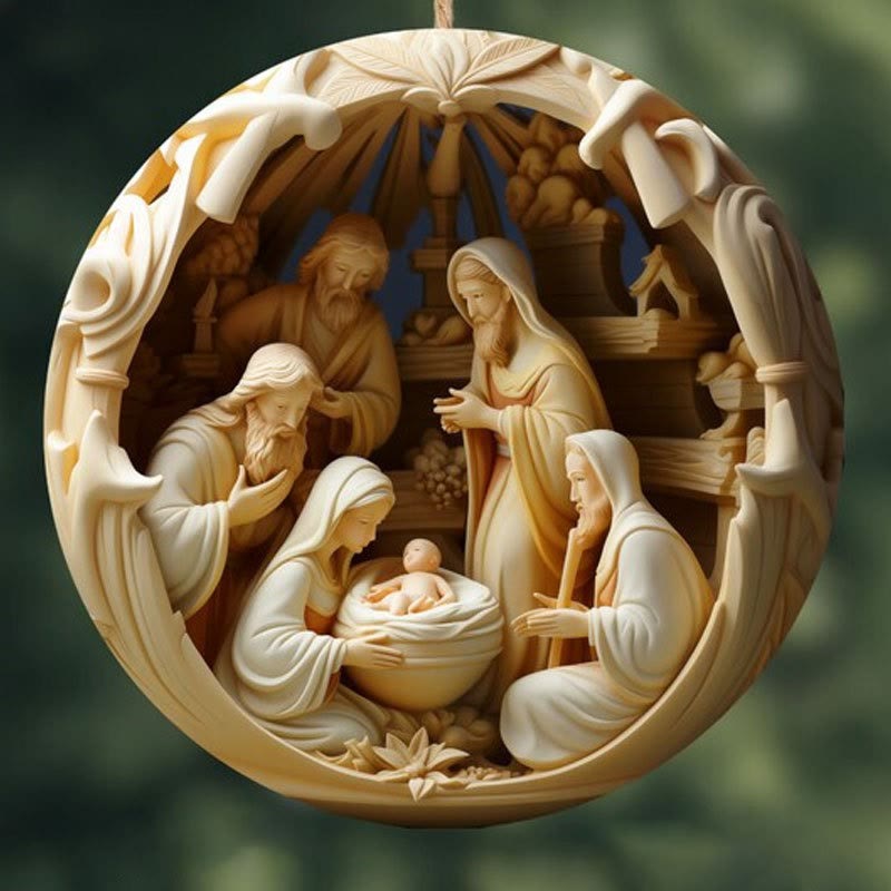 Christianartworkshop Decorazioni per aerei con scena della Natività di Natale: decorazione sospesa della nascita di Gesù (6 opzioni) - Stile 4 - Ceramica - image 7