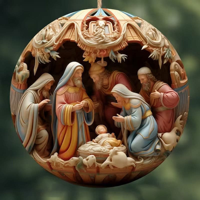 Christianartworkshop Decorazioni per aerei con scena della Natività di Natale: decorazione sospesa della nascita di Gesù (6 opzioni) - Stile 5 - Ceramica - image 8