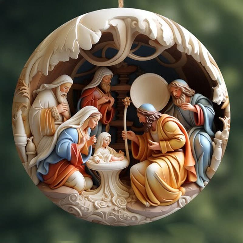 Christianartworkshop Decorazioni per aerei con scena della Natività di Natale: decorazione sospesa della nascita di Gesù (6 opzioni) - Stile 2 - Ceramica - image 5