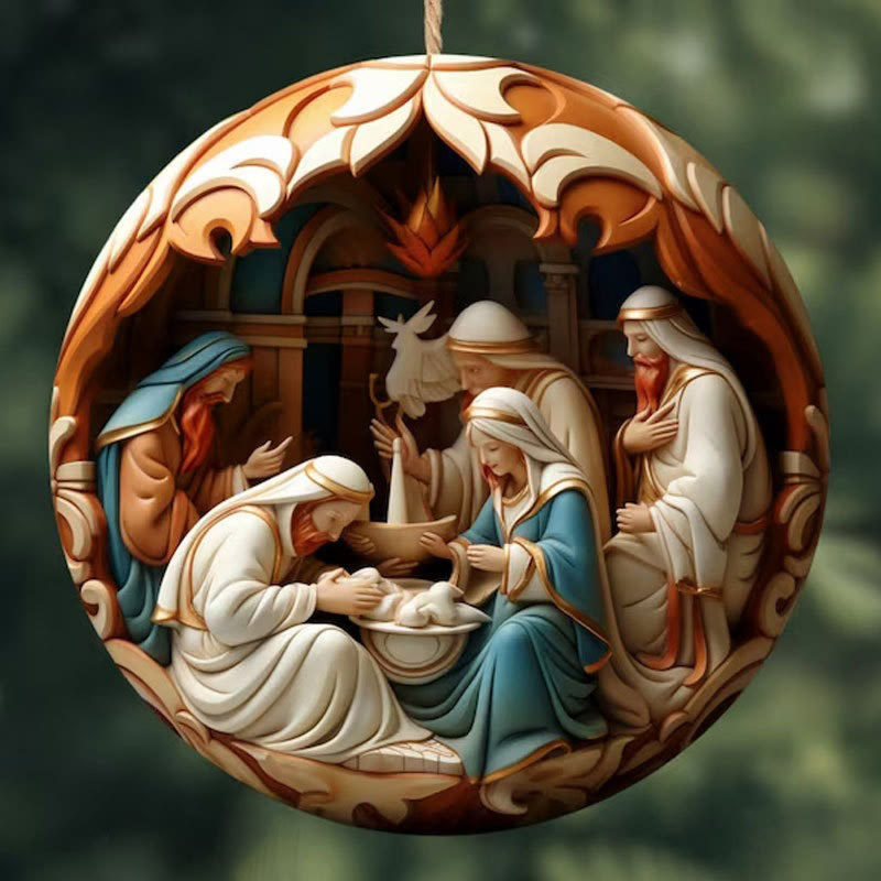 Christianartworkshop Decorazioni per aerei con scena della Natività di Natale: decorazione sospesa della nascita di Gesù (6 opzioni) - Stile 1 - Ceramica - image 3