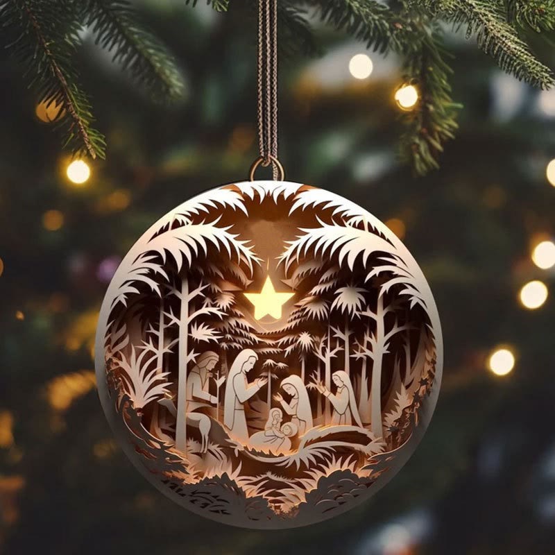 Christianartworkshop Decorazioni per aerei con scena della Natività di Natale: decorazione sospesa della nascita di Gesù (6 opzioni) - Stile 6 - Ceramica - image 9