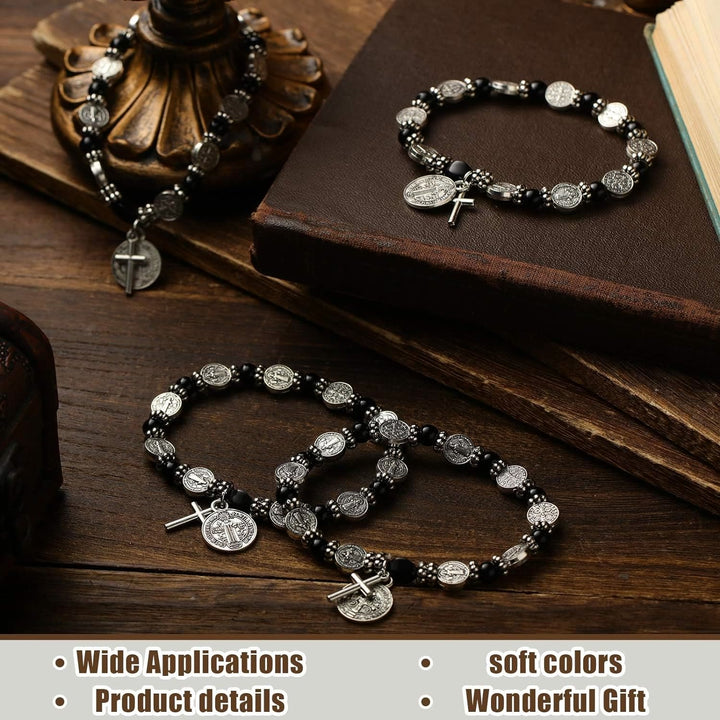 Bracciale rosario con medaglia di San Benedetto in argento Christianartworkshop - image 1
