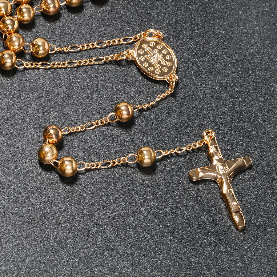 Rosario cristiano della Vergine Maria con lunga catena di Gesù e croce religiosa - image 1
