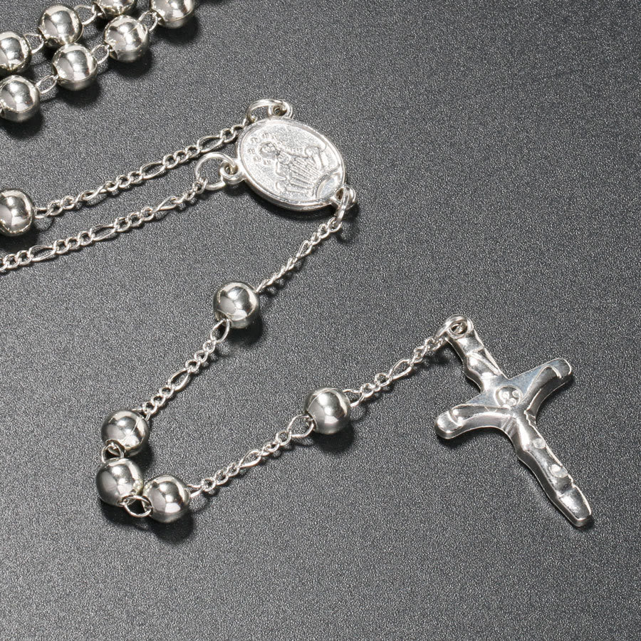 Rosario cristiano della Vergine Maria con lunga catena di Gesù e croce religiosa - image 5
