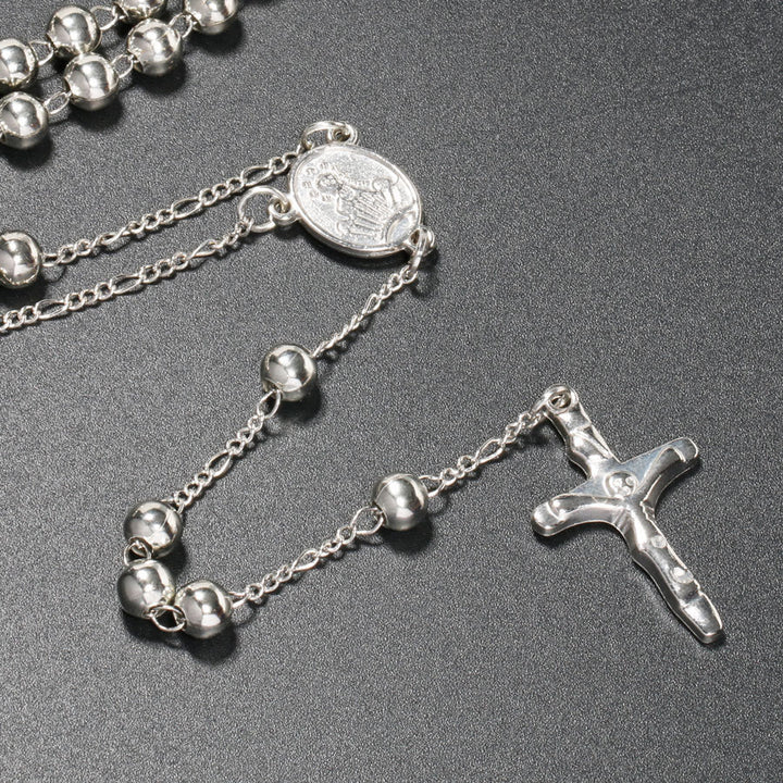 Rosario cristiano della Vergine Maria con lunga catena di Gesù e croce religiosa - image 5