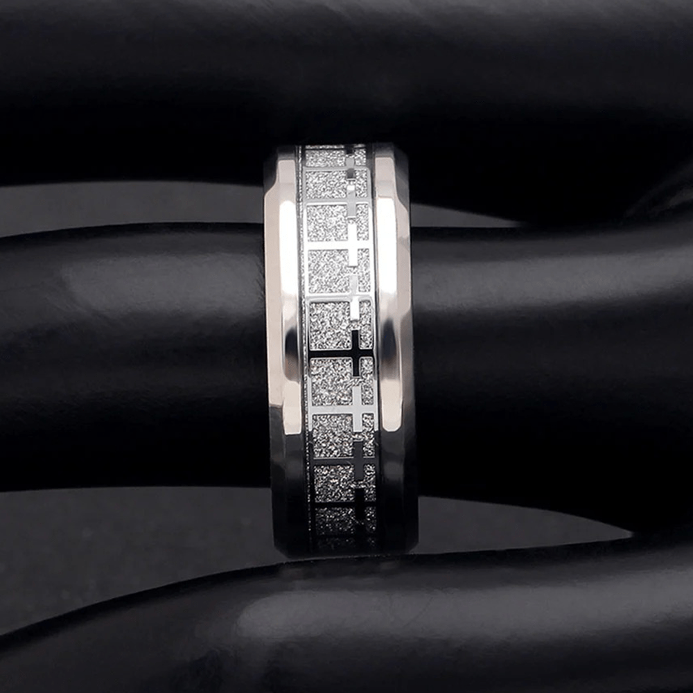 Christianartworkshop Anello con croce di Gesù lucido, fascia religiosa, gioielli  - image 5