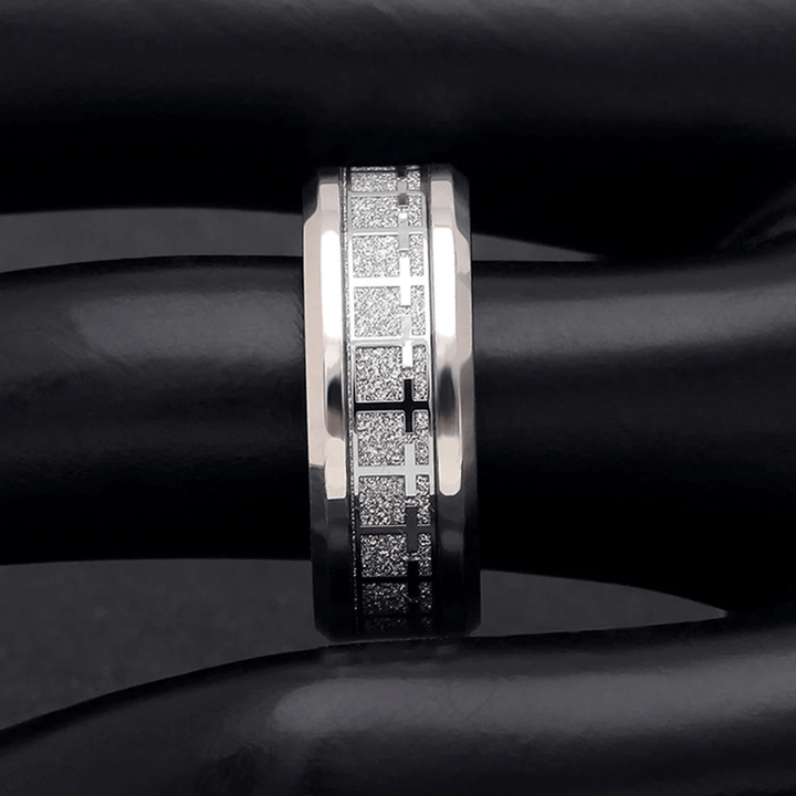 Christianartworkshop Anello con croce di Gesù lucido, fascia religiosa, gioielli  - image 5