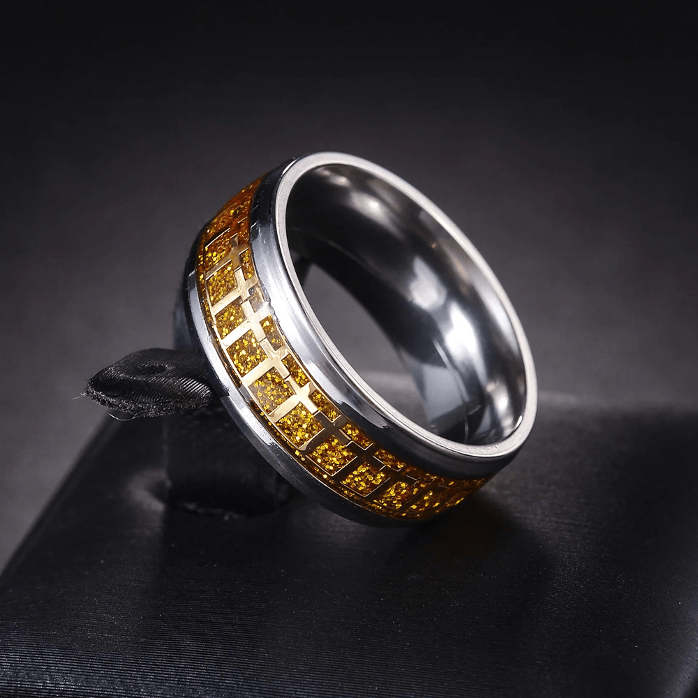 Christianartworkshop Anello con croce di Gesù lucido, fascia religiosa, gioielli  - D'oro - US13 - image 2