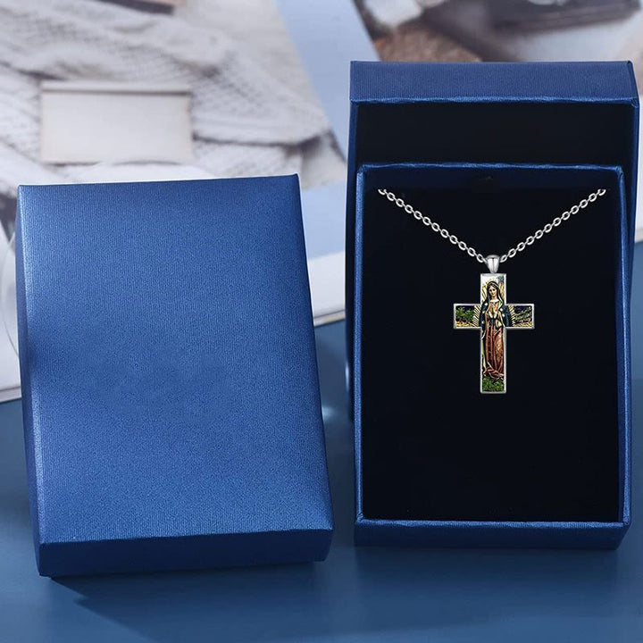 Christianartworkshop Collana con ciondolo a croce della Vergine Maria, gioielli religiosi - image 1