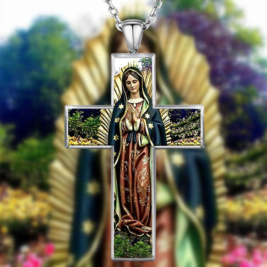 Christianartworkshop Collana con ciondolo a croce della Vergine Maria, gioielli religiosi - Vergine Maria - image 0