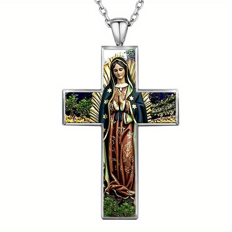 Christianartworkshop Collana con ciondolo a croce della Vergine Maria, gioielli religiosi - image 2