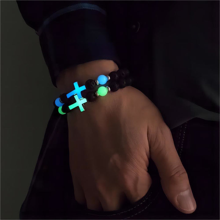 Bracciale con croce che si illumina al buio Christianartworkshop - Blu - image 0