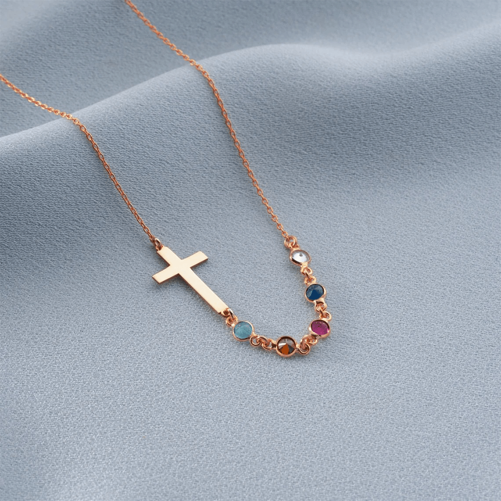 Christianartworkshop Collana con croce e pietra portafortuna biblica, regalo di gioielli religiosi - Oro rosa - image 8