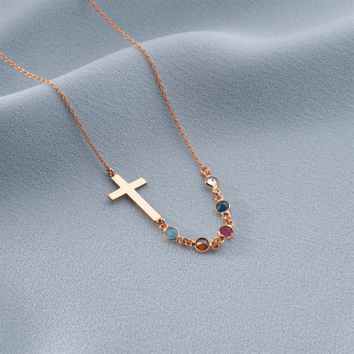 Christianartworkshop Collana con croce e pietra portafortuna biblica, regalo di gioielli religiosi - Oro rosa - image 8