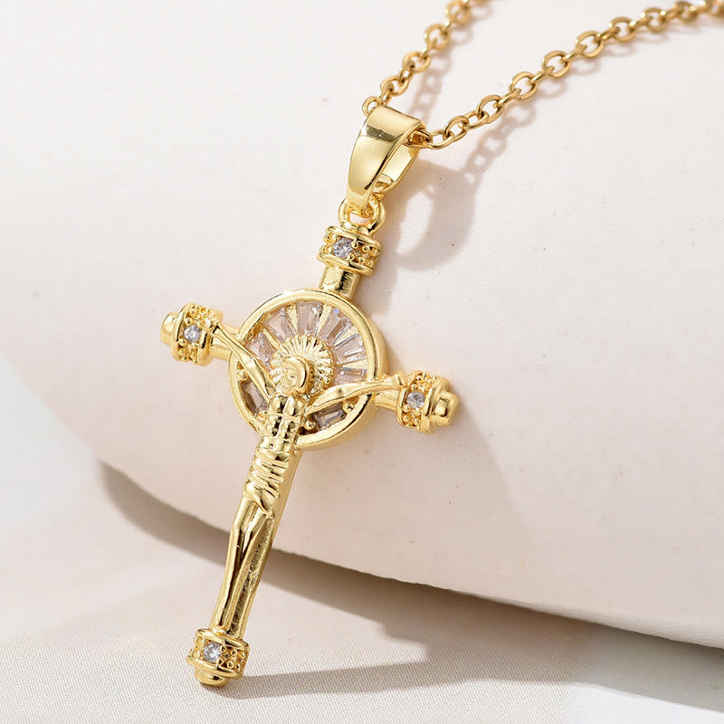 Christianartworkshop Collana di fede cristiana con crocifisso e croce di Gesù - D'oro - image 0
