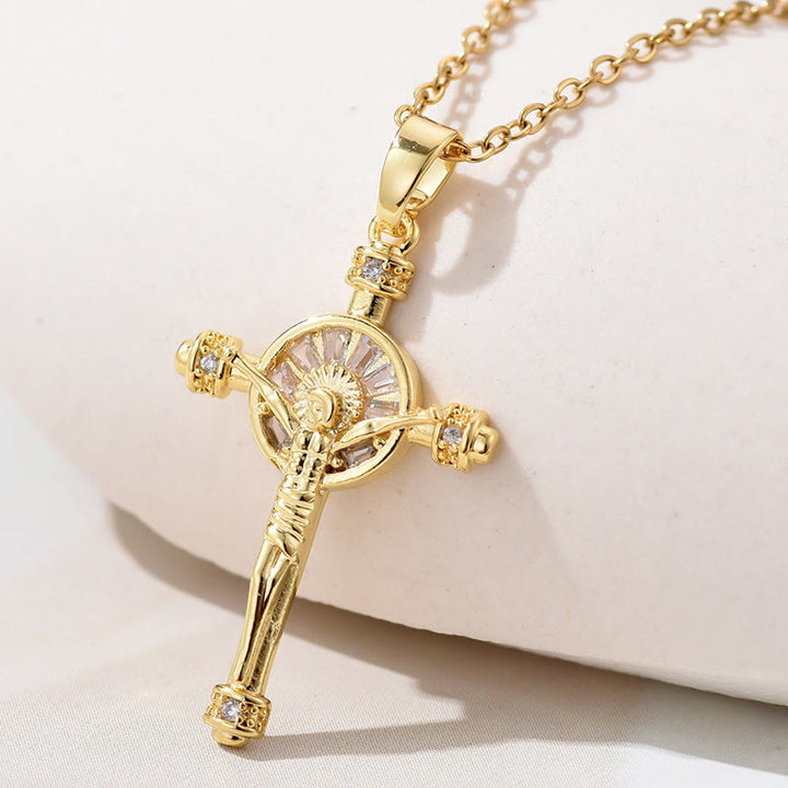 Christianartworkshop Collana di fede cristiana con crocifisso e croce di Gesù - D'oro - image 0