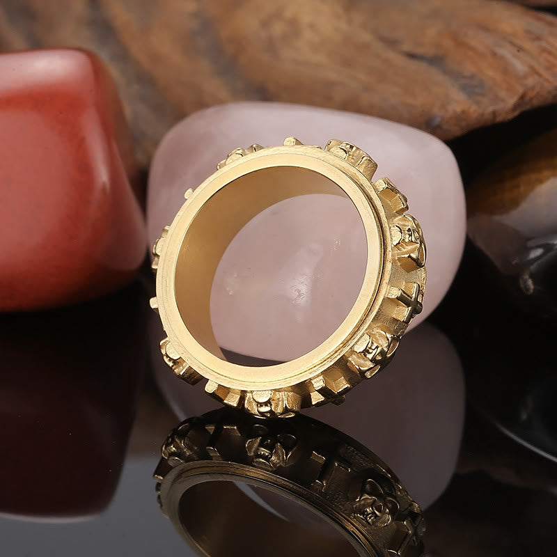 Christianartworkshop Anello religioso con teschio e croce girevole - D'oro - US13 - image 4