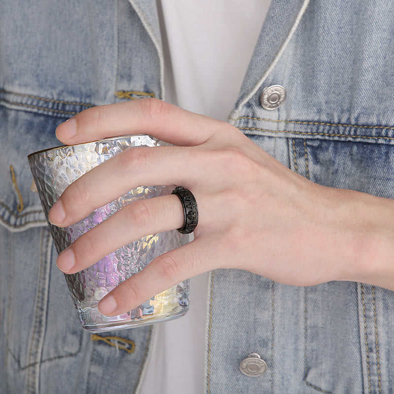 Christianartworkshop Anello religioso con teschio e croce girevole - image 8