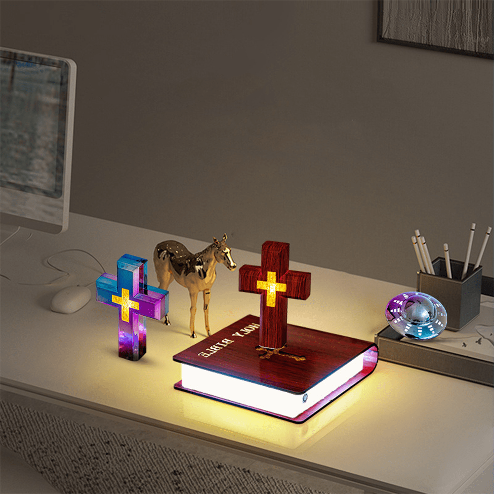 Decorazione a croce a levitazione magnetica con base a libro Christianartworkshop - image 8