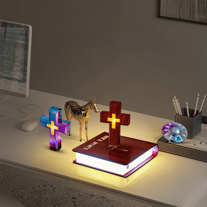Decorazione a croce a levitazione magnetica con base a libro Christianartworkshop - image 8