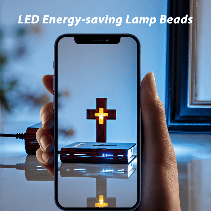 Christianartworkshop Ornamento a croce con levitazione magnetica su base di libro - image 2