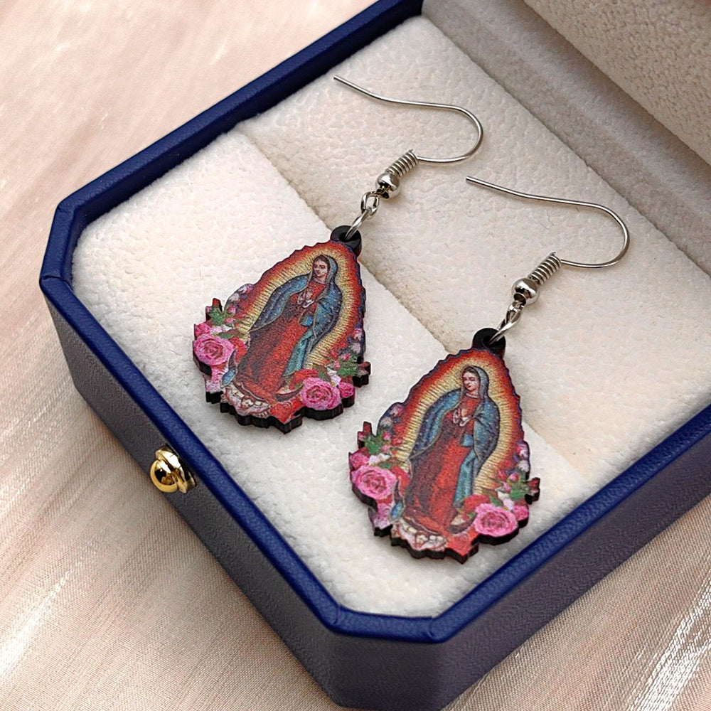 Christianartworkshop Orecchini colorati della Vergine Maria di Guadalupe - image 1