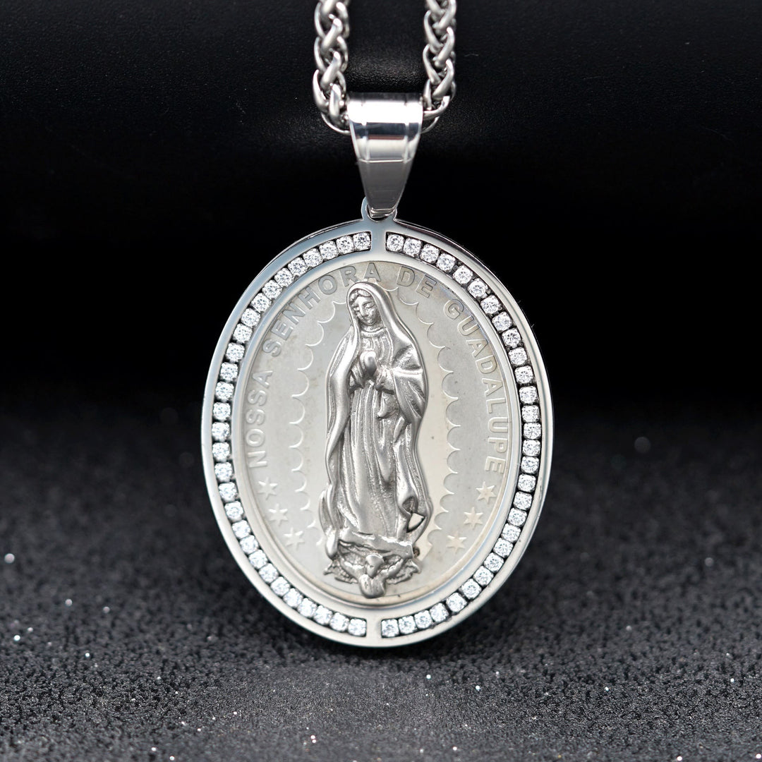 Christianartworkshop Collana con ciondolo religioso in acciaio inossidabile della Vergine Maria - Argento - image 0