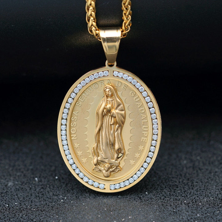 Christianartworkshop Collana con ciondolo religioso in acciaio inossidabile della Vergine Maria - D'oro - image 4