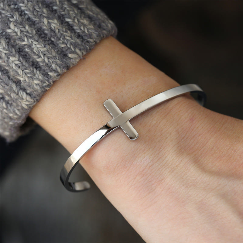 Christianartworkshop Bracciale rigido religioso con croce in argento - Argento - image 0