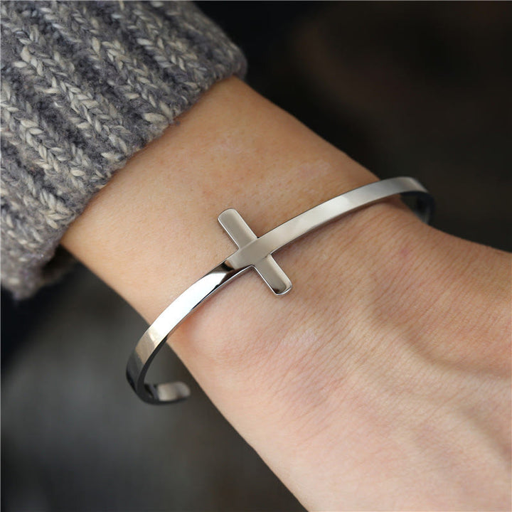 Christianartworkshop Bracciale rigido religioso con croce in argento - Argento - image 0