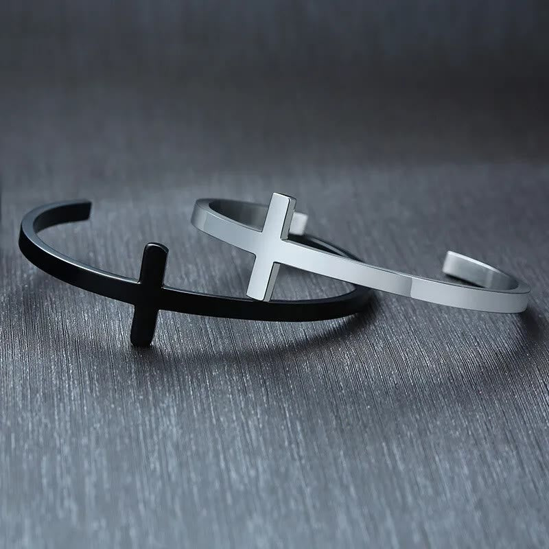 Christianartworkshop Bracciale rigido religioso con croce in argento - image 11