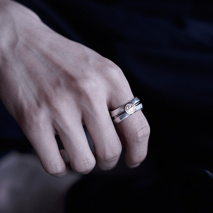 Christianartworkshop Anello regolabile con croce medievale retrò e iride - image 8