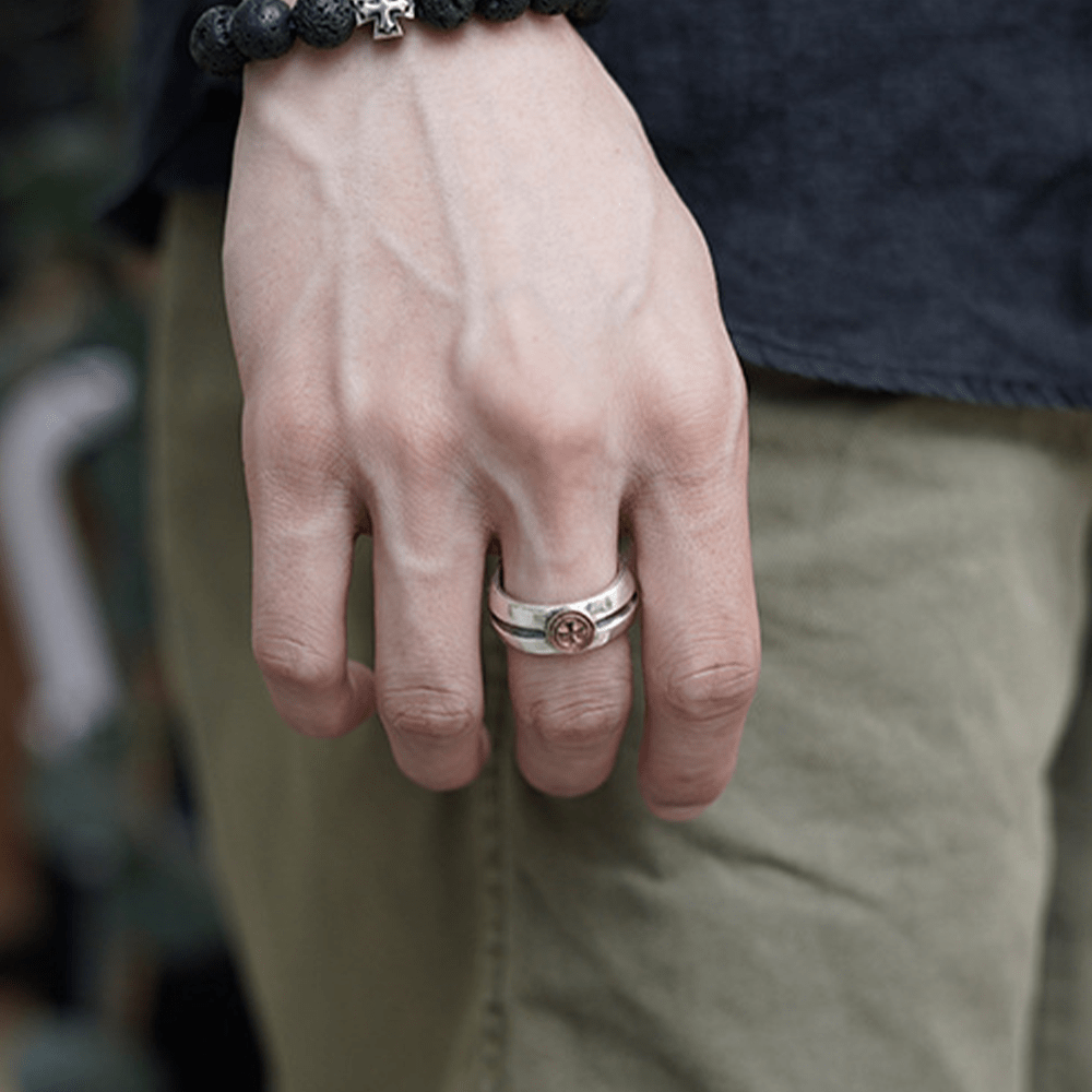 Christianartworkshop Anello regolabile con croce medievale retrò e iride - image 9